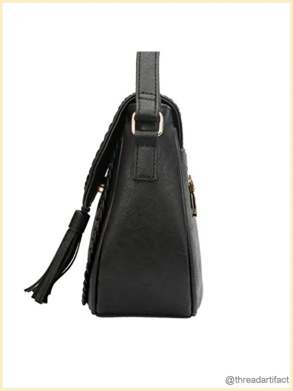 Casual Flap Saddle Crossbody Bag with Tassel Faux Leather